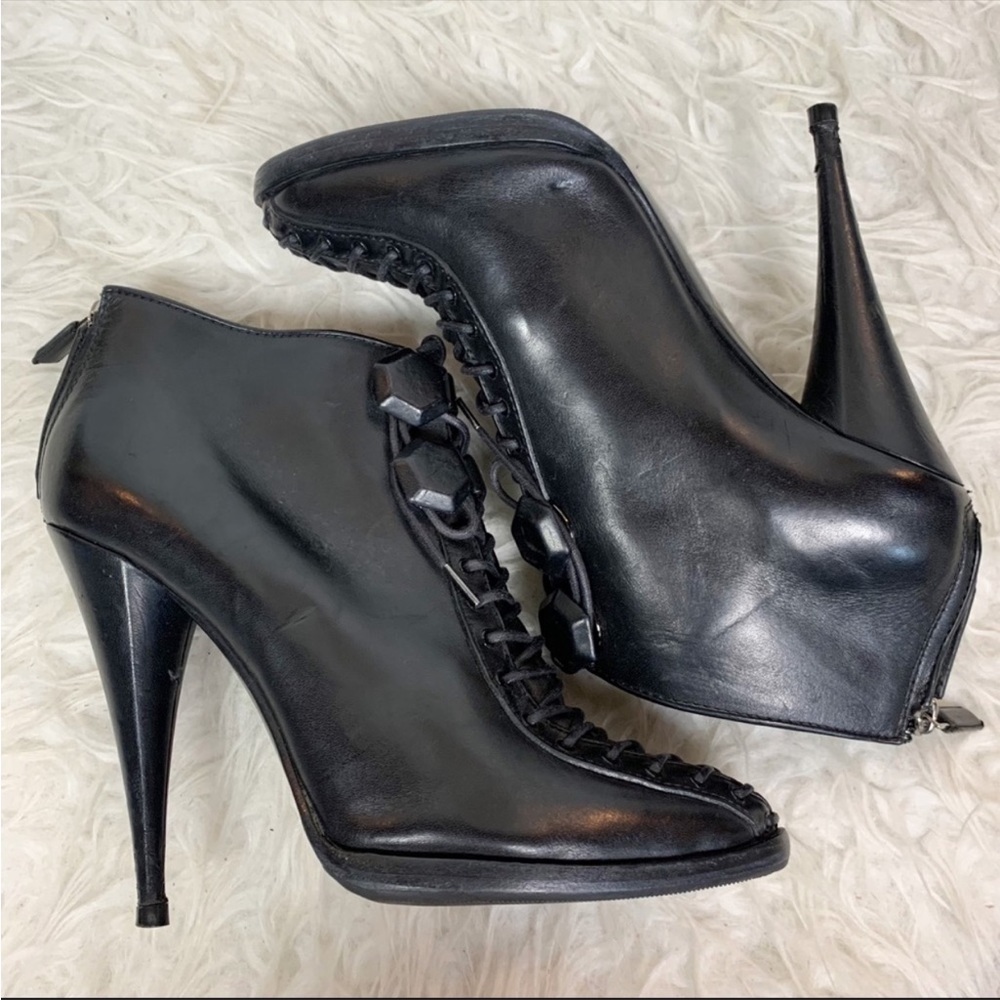 GIVENCHY Designer Black Leather Lace Up Sexy High Heel Ankle Booties US 8.5 - Picture 12 of 15